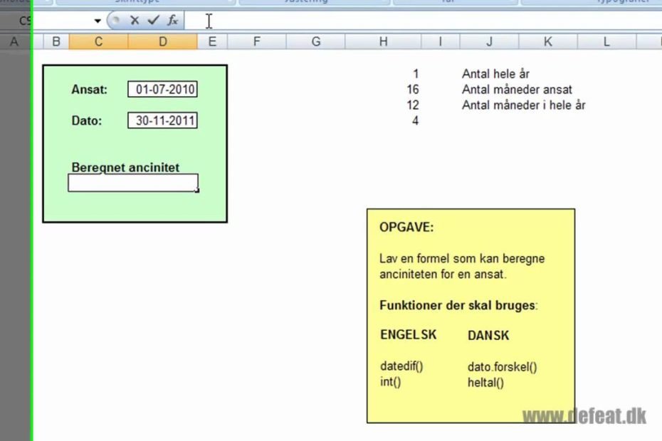 Excel - Beregn anciennitet