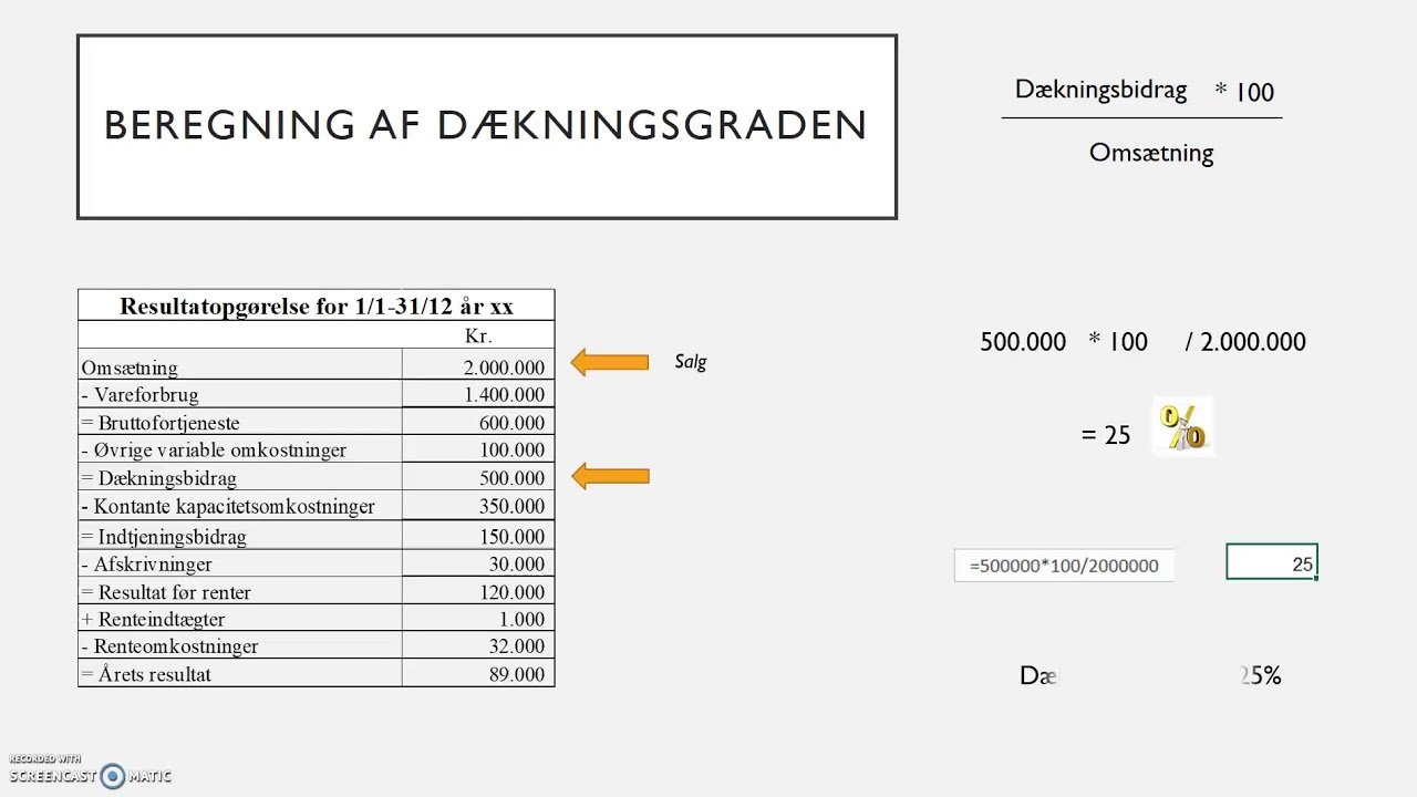 Overskudsgrad Dækningsgrad Bruttoavanceprocent beregning Overskudsgrad Dækningsgrad Bruttoavanceprocent beregning