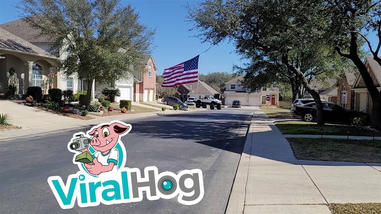 Largest American Flag Flown Behind Truck || ViralHog