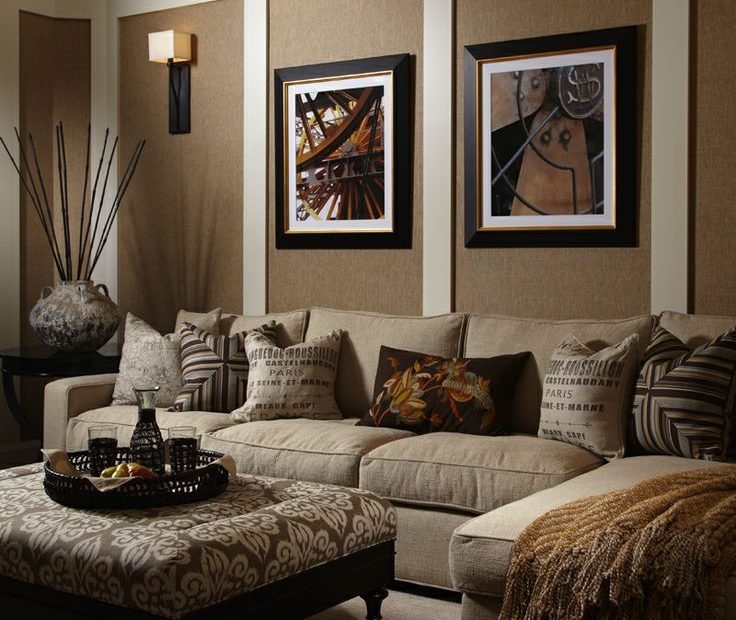Pretty Family/Living Room. The Panel Detailing - Great For High Ceiling  Rooms. | Beige Living Rooms, Living Room Designs, Family Living Rooms