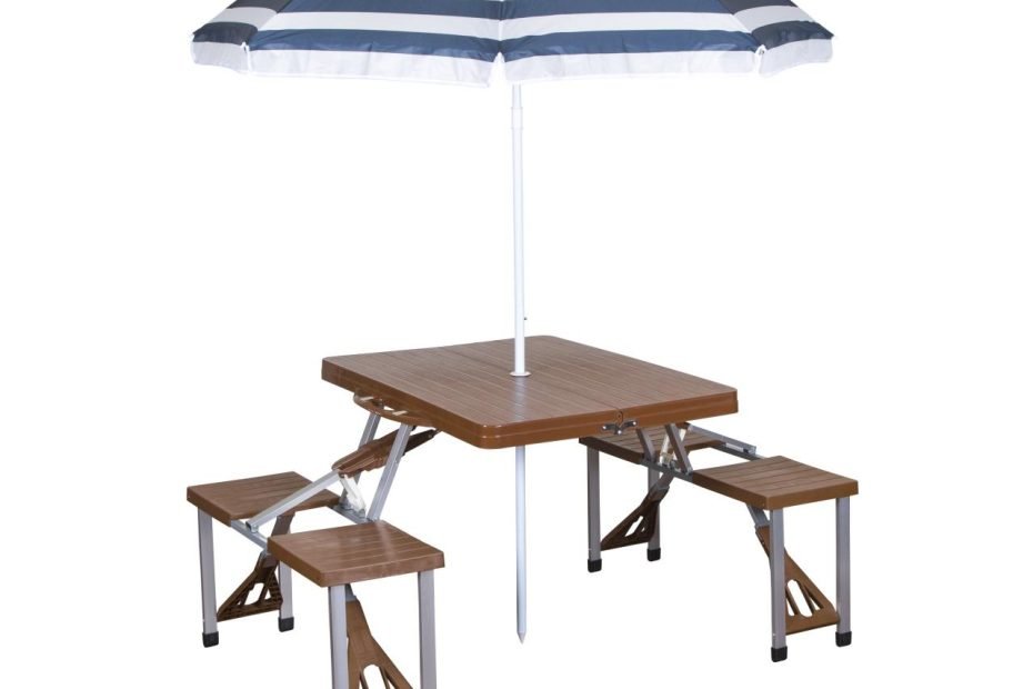 Stansport Folding Picnic Table With Umbrella, Aluminum Frame, Multiple  Colors - Walmart.Com