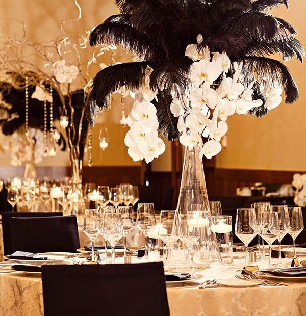 A Glam Gold, Black, & Ivory Wedding | Wedding Deco, Wedding Decorations,  Art Deco Wedding