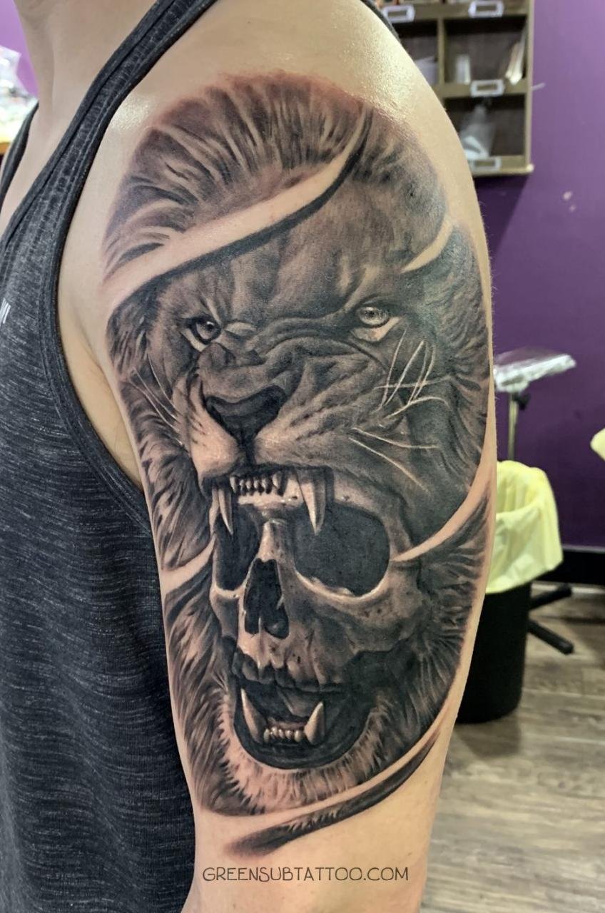lion/skull tattoo | Tribal lion tattoo, Mens lion tattoo, Lion tattoo Lion/Skull Tattoo | Tribal Lion Tattoo, Mens Lion Tattoo, Lion Tattoo