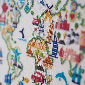 World Map Cross Stitch - Adventure Awaits | Caterpillar Cross Stitch