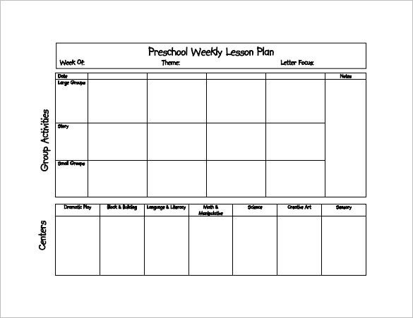 Preschool Lesson Plan Template - 16+ PDF, Word Format Download! Preschool Lesson Plan Template - 16+ Pdf, Word Format Download!