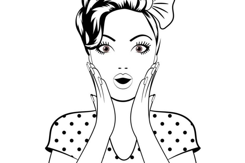 Black Line Art Woman Face Royalty Free Vector Image