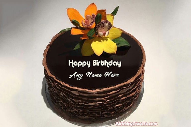 Write Name On Chocolate Birthday Cake With Flowers Write Name On Chocolate Birthday Cake With Flowers