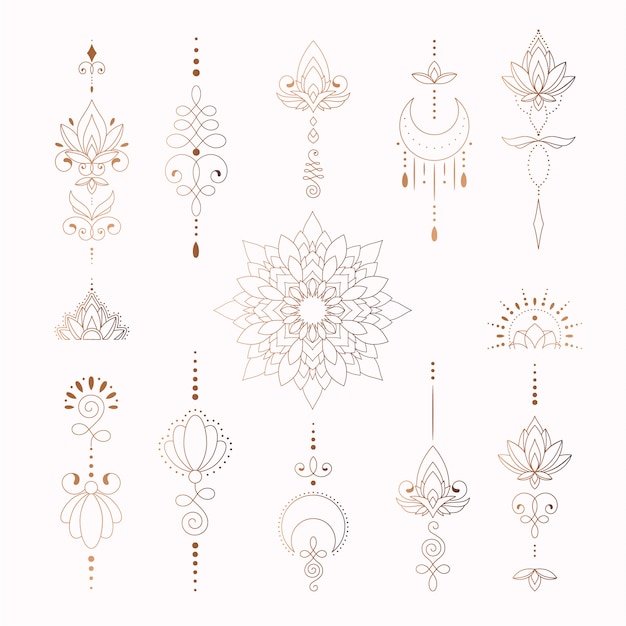 Hermosos elementos tribales para diseño de tatuaje de mujer | Vector Premium Hermosos Elementos Tribales Para Diseño De Tatuaje De Mujer | Vector Premium