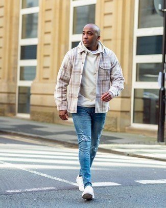 White Hoodie With Flannel Shirt Fall Outfits For Men In Their 30S (2 Ideas  & Outfits) | Lookastic