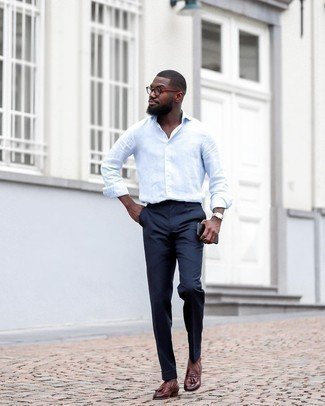 Navy Dress Pants with White Long Sleeve Shirt Outfits For Men (66 ideas & outfits) | Lookastic Navy Dress Pants With White Long Sleeve Shirt Outfits For Men (66 Ideas & Outfits) | Lookastic