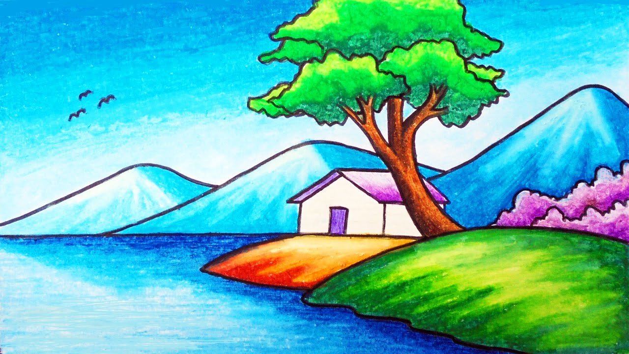 Easy Nature Scenery Drawing for Beginners | How to Draw Simple Scenery of a House in the Beach - YouTube Easy Nature Scenery Drawing For Beginners | How To Draw Simple Scenery Of A House In The Beach - Youtube
