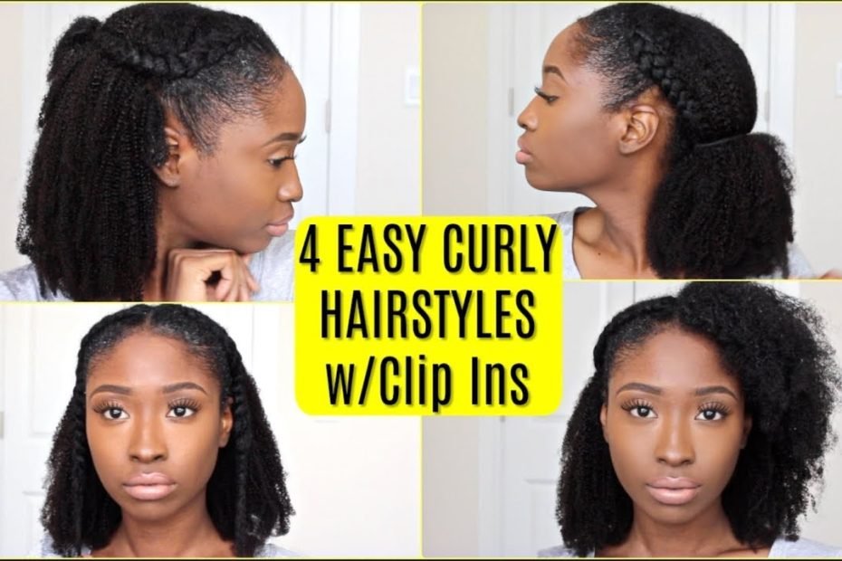 4 Easy Curly Hairstyles For Curly Hair Ft Hergivenhair Natural Hair Clip Ins  - Youtube