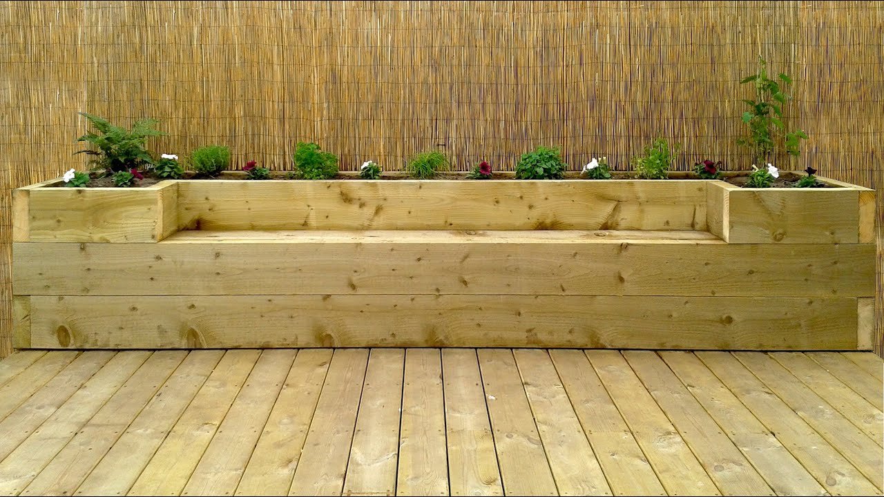 Softwood decking & raised bed - bench - YouTube Softwood Decking & Raised Bed - Bench - Youtube