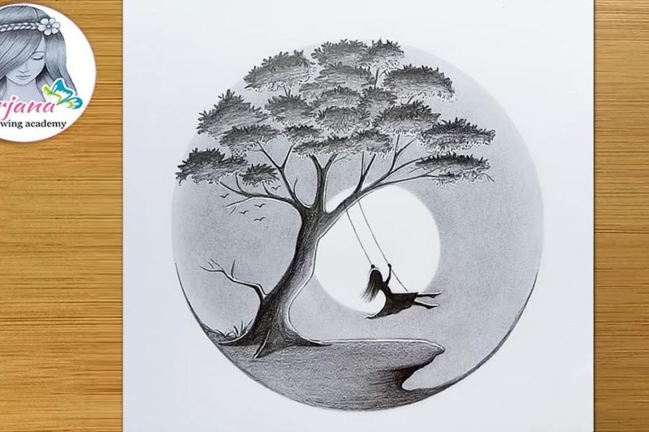 A Girl Swinging In A Tree - Pencil Sketch For Beginners || Alone Girl -Step  By Step Drawing Tutorial - Youtube