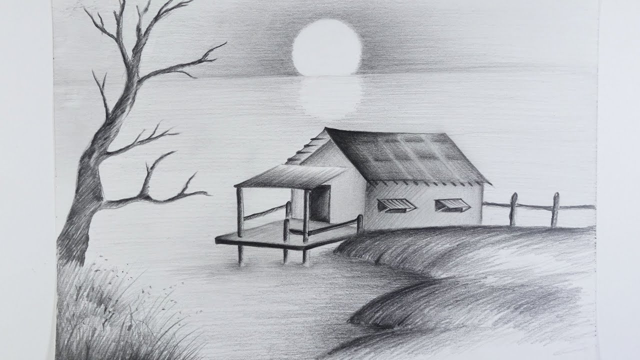 How to draw easy and simple landscape | pencil sketch | scenery - YouTube How To Draw Easy And Simple Landscape | Pencil Sketch | Scenery - Youtube
