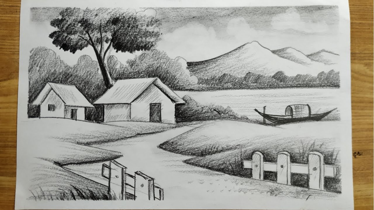 how to draw easy pencil sketch scenery,landscape pahar and river side scenery drawing for beginners, - YouTube How To Draw Easy Pencil Sketch Scenery,Landscape Pahar And River Side Scenery Drawing For Beginners, - Youtube