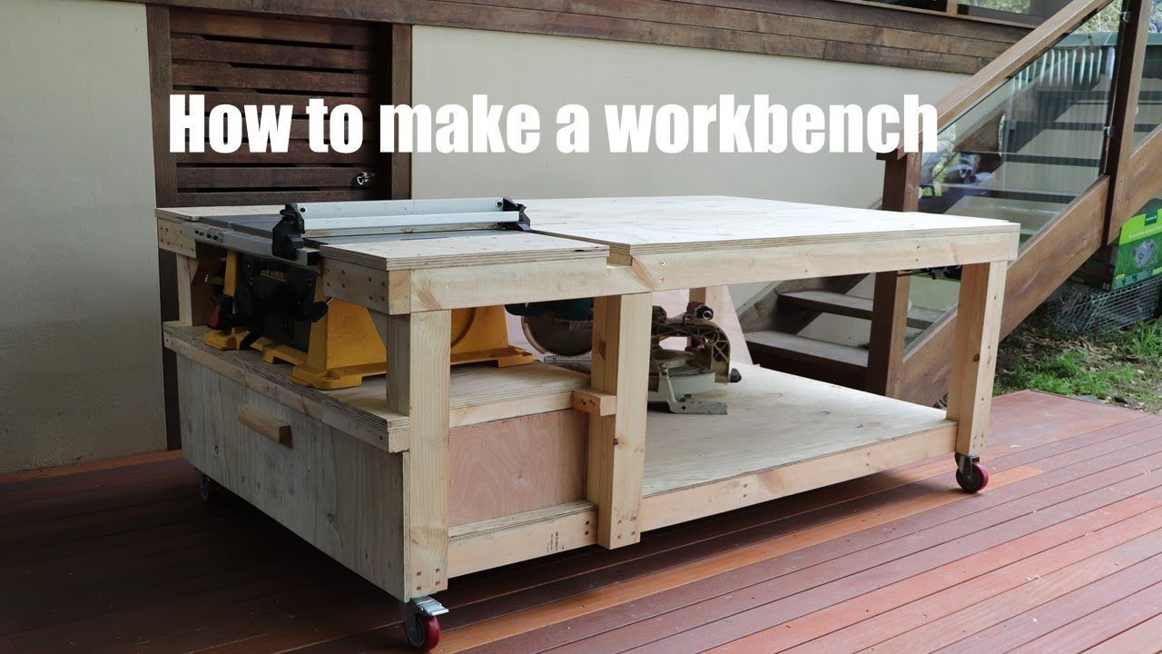 How to make a workbench with built in table saw and vise - YouTube How To Make A Workbench With Built In Table Saw And Vise - Youtube