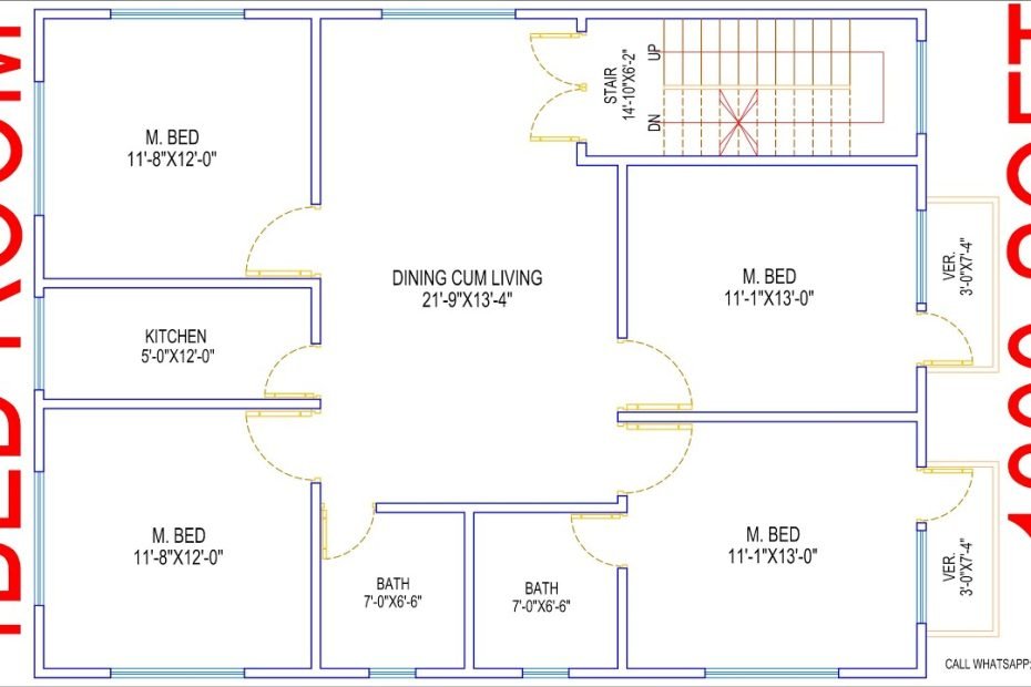 House Plan Design | Ep 05 | 1300 Square Feet 4 Bedrooms House Plan | Layout  Plan - Youtube