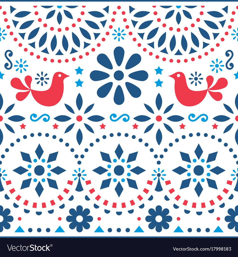 Mexican folk art seamless pattern Royalty Free Vector Image Mexican Folk Art Seamless Pattern Royalty Free Vector Image
