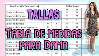 Tabla De Tallas/Medidas Para Dama - Youtube