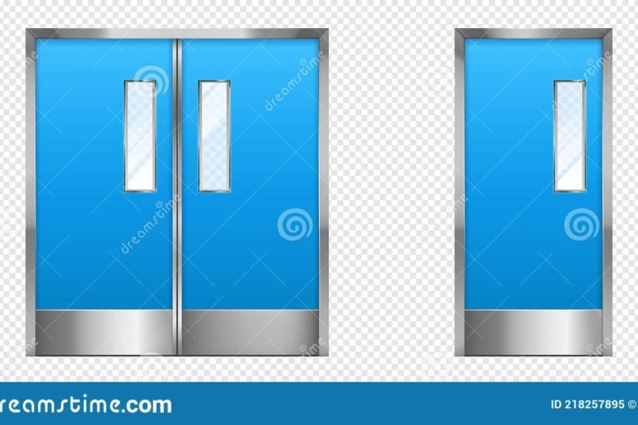 Puertas De Metal Con Elementos De Vidrio Entrada De Vectores 3D Ilustración  Del Vector - Ilustración De Limpio, Salida: 218257895