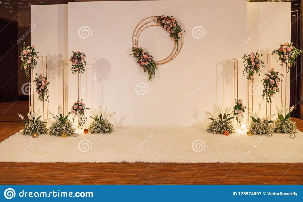 White Floral Wedding Backdrop Background. Wedding Ceremony Special Occasion  Event, Decoration Concept Stock Image - Image Of Florist, Beautiful:  125574697